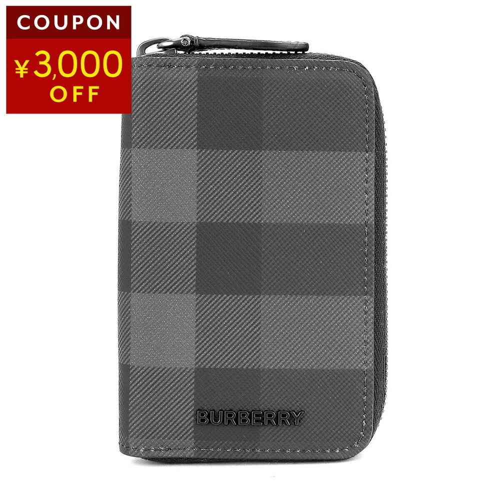Burberry Card Wallet Charcoal Black Check Leather Gray